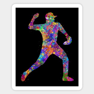 Baseball player watercolor art Magnet